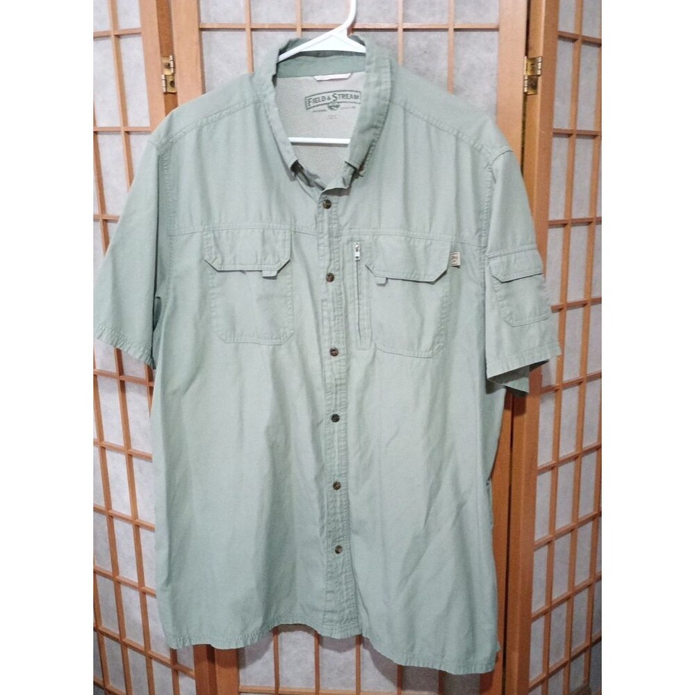 Field & Stream XXL Outdoorsman Shirt – Light Olive Green – Multi-Pocket Utility